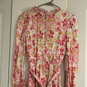 Rachel parcell belted painterly floral minidress